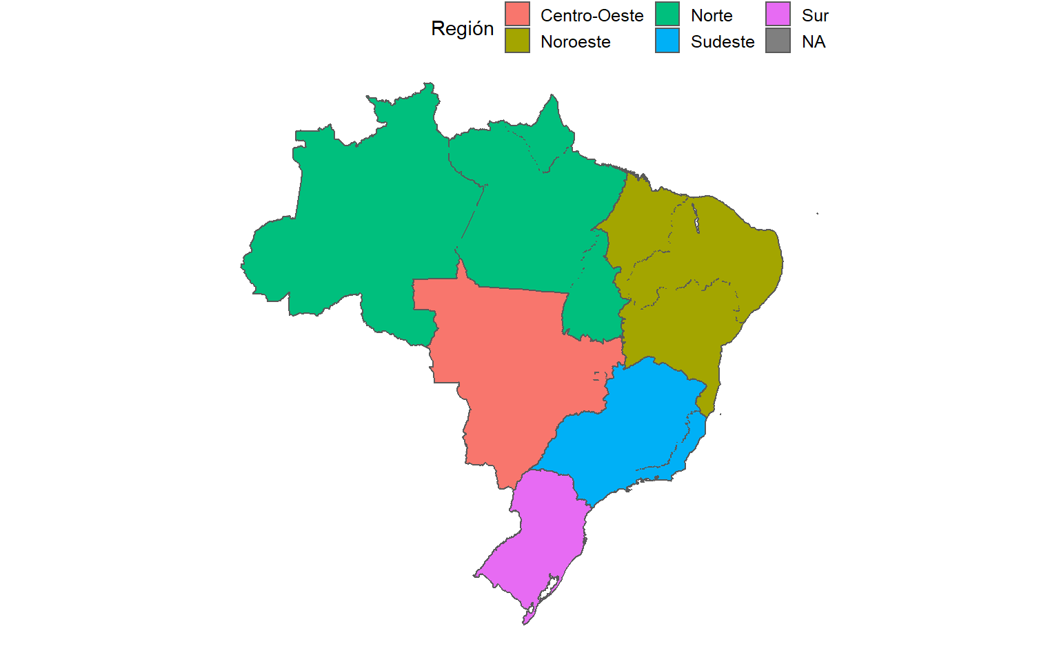 Mapa de las regiones del Brasil