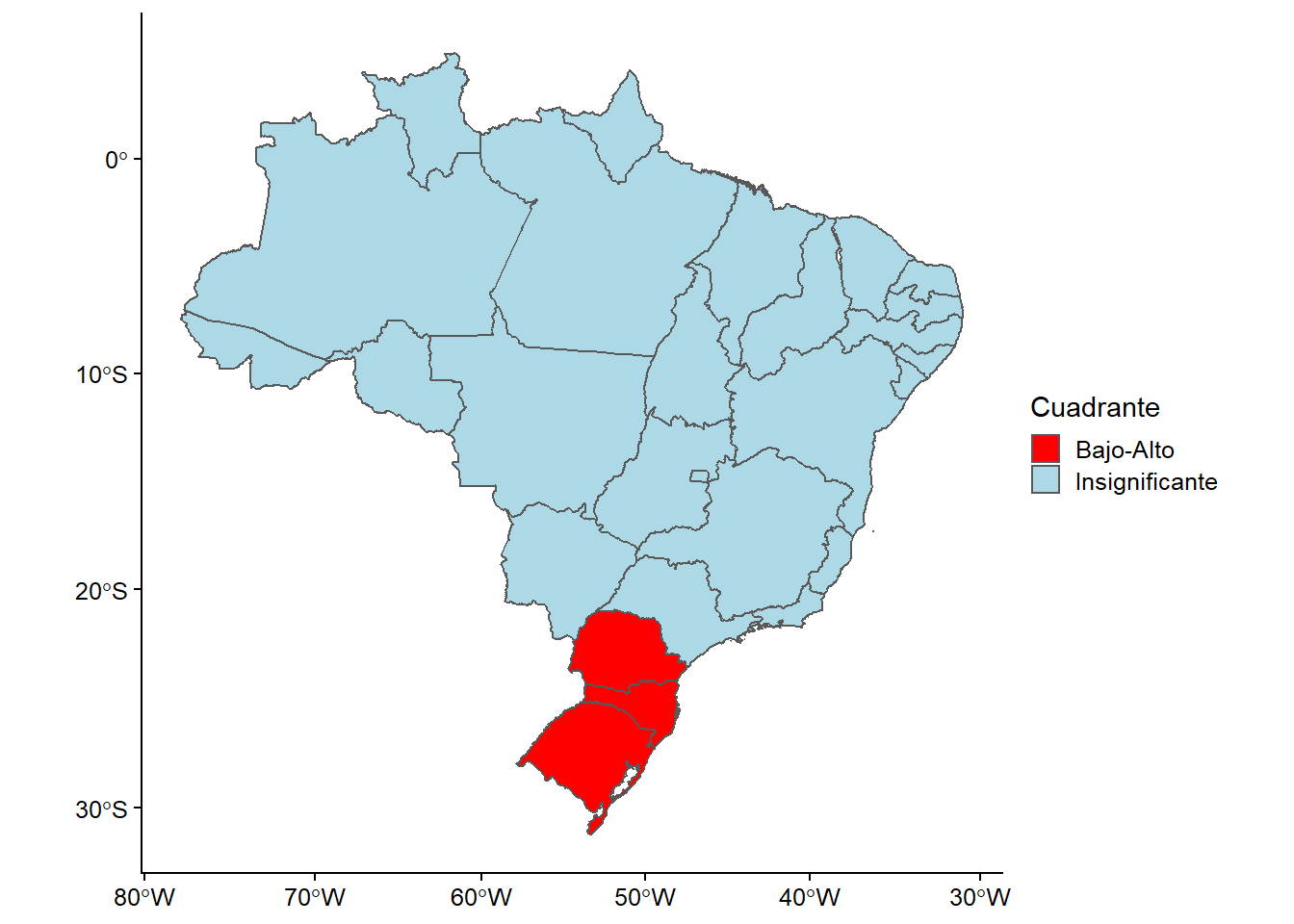 Patrones geográficos de agrupación para diferentes valores de Gini